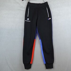Puma BMW Motorsport Joggers Race Pants Mens Size Small Black Blue Colorblock EUC